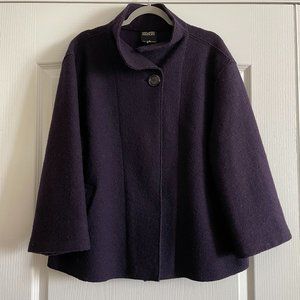 Hilary Radley 100% Boiled Wool Lagenlook Eggplant Purple Jacket Coat Size XL